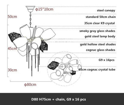 DecorBites™ Crystal Duplex Chandelier: Modern Artistic Living Room Lighting