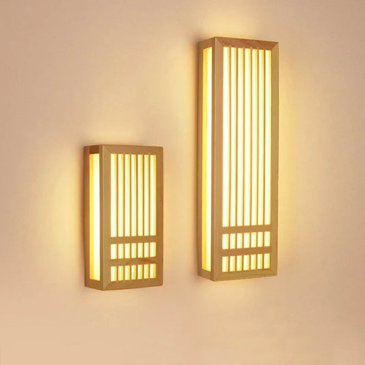 Decorbites™ Japanische Holz-Wandlampen LED Acryl Rechteckig Nachttischlampe für das Schlafzimmer