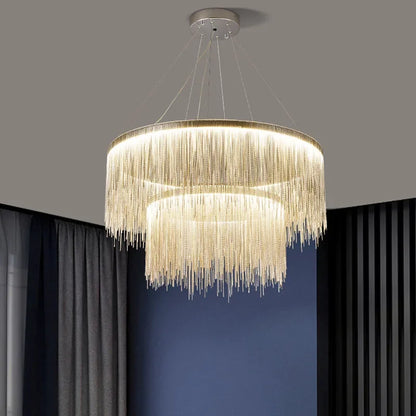 Decorbites™ LED-Aluminium-Quasten-Kronleuchter: Moderne Wasserfall-Hängeleuchte für Wohnzimmer, Hotel, Halle