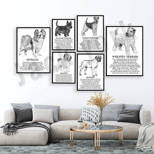 Decorbites™-Hunderassen-Poster mit Rhodesian Ridgeback, Havanese und mehr