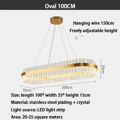 Gold Crystal Modern Chandelier Oval120cm
