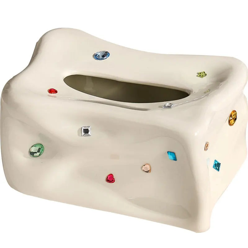 Decorbites™ Herz-Edelstein-Tissuebox & Papiertuchhalter: Desktop-Aufbewahrung & Heimdekoration