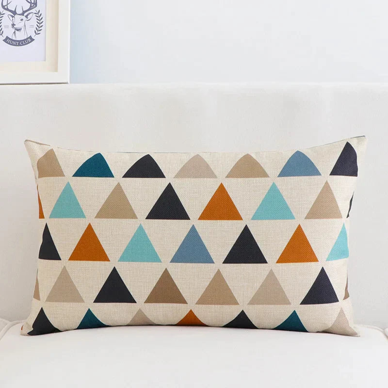 Decorbites™ Geometrisches Elch-Design Leinen Lendenkissenbezug 30x50 cm Modernes Nordisches Wohnraummöbel