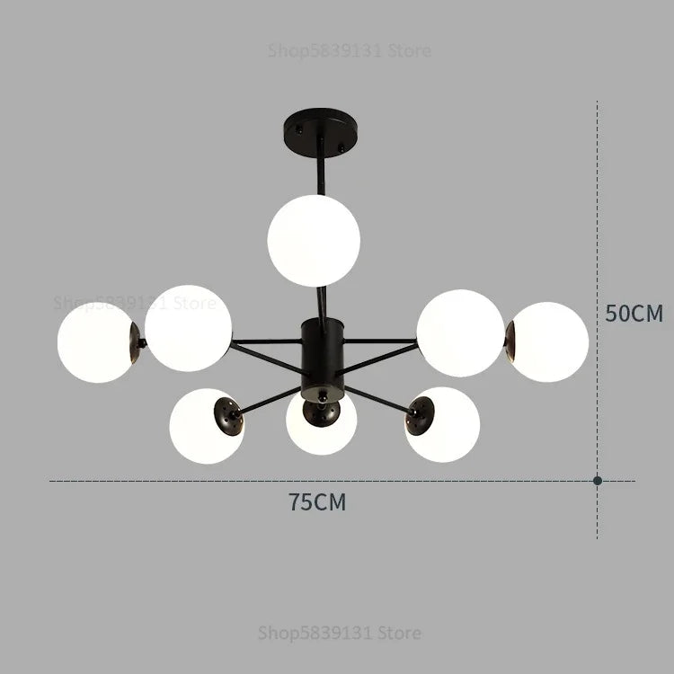 Decorbites™ Glas-Kugelleuchter Moderner Nordischer Kronleuchter LED Wohnzimmer-Dekoration