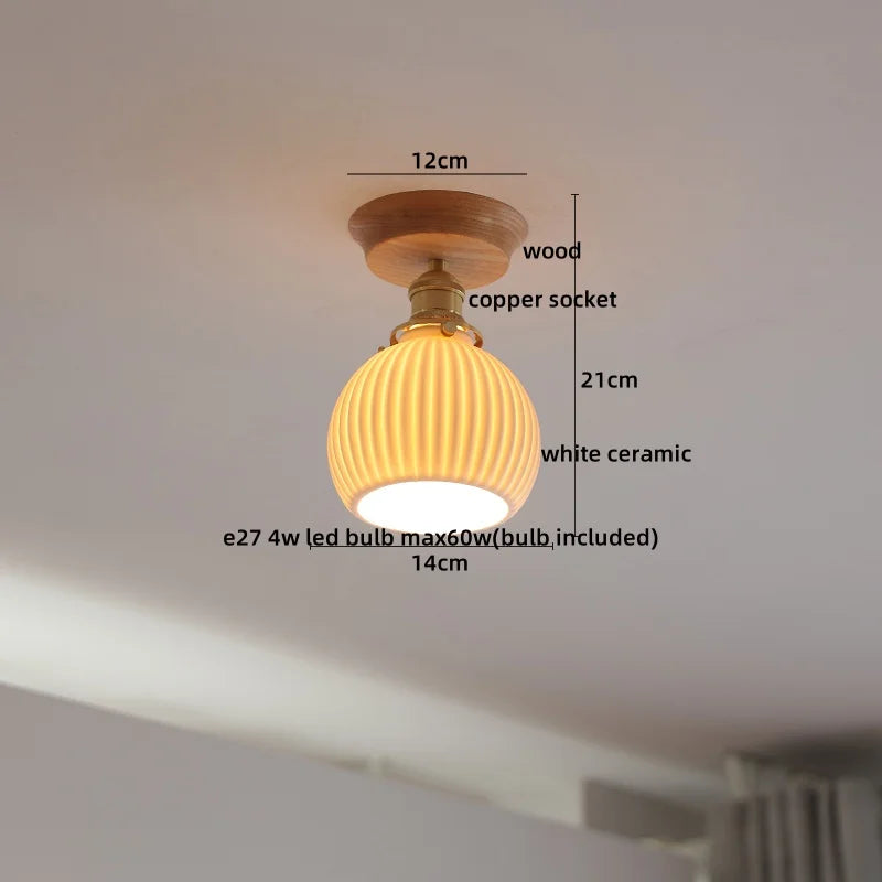 DecorBites™ Copper Wood LED Ceiling Lamp Ceramic Modern Ceiling Lights for Home Decor