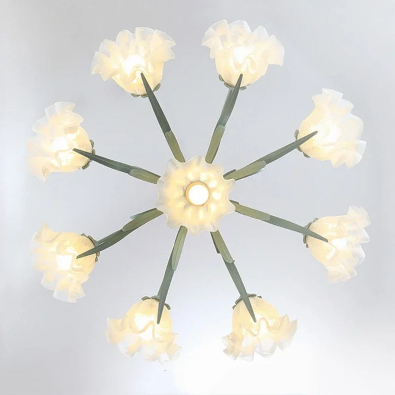 Decorbites™ Grüne Blume Deckenleuchter: Elegante Eisenkunst-Pendelleuchte für Wohnzimmer, Schlafzimmer, Villa
