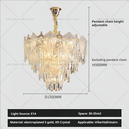 DecorBites™ French Crystal Chandelier Cream Wind Lighting Elegant Luxury Lights
