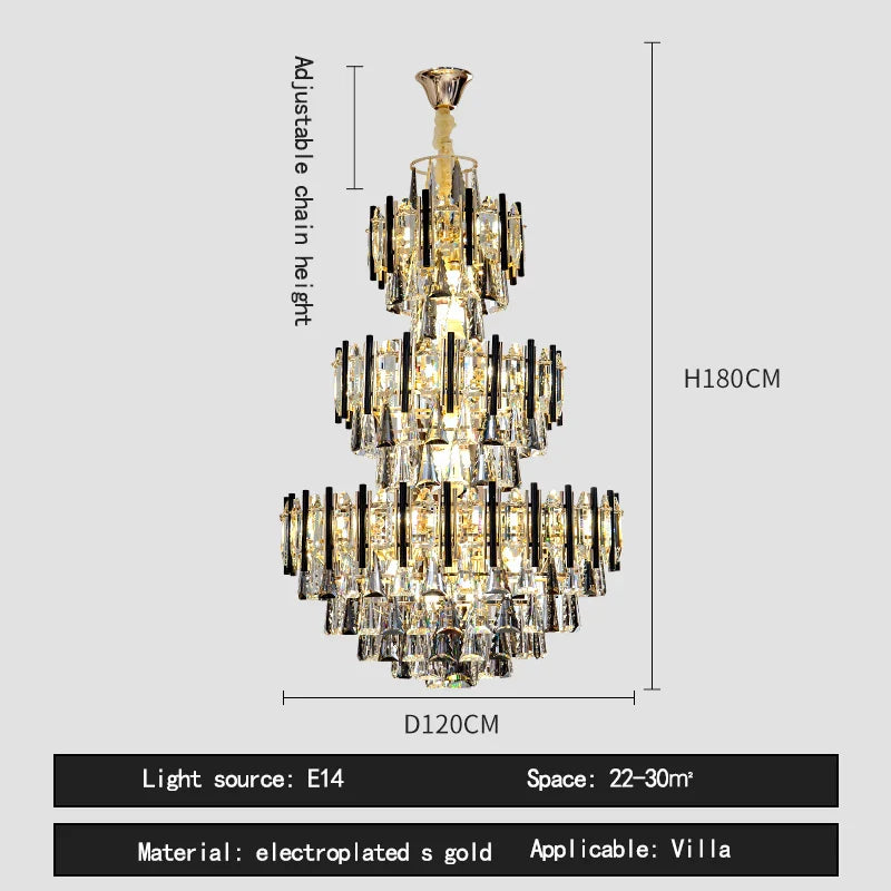 Decorbites™ Crystal Hollow Villa Kronleuchter: Moderne Luxus-Hängeleuchte für Wohnzimmer und Hotel-Lobby
