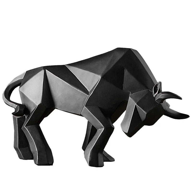 Decorbites™ Geometrische Bison-Skulptur aus Harz für Zuhause und Büro Moderne Dekoration Tischfigur