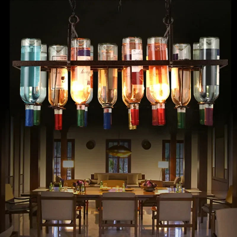 Decorbites™ Industrielle Metall-Weinflaschen-Lüster für Café Bar LED-Dekoration
