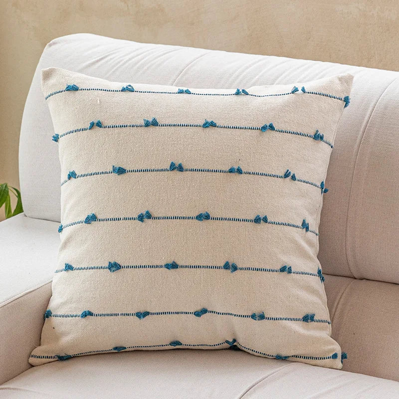 Decorbites™ Baumwoll-Streifen-Jacquard-Kissenbezug-Set: Blau Gelb Grau Pink Beige Schwarz