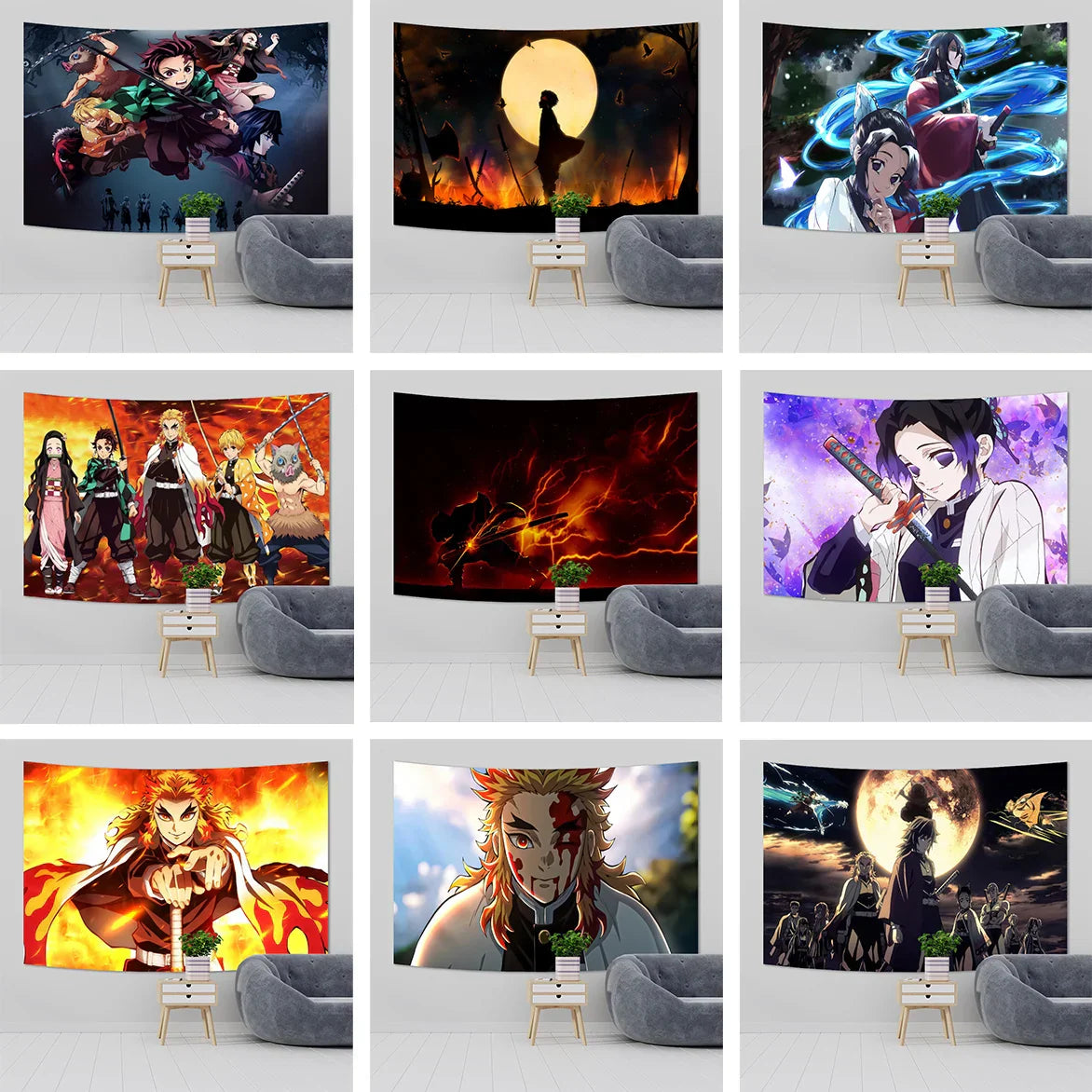 DecorBites™ Demons Slayer Anime Cloth Wall Tapestry Room Decor