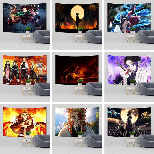 Decorbites™ Dämonenjäger Anime Stoff-Wandbehang Raumdekoration