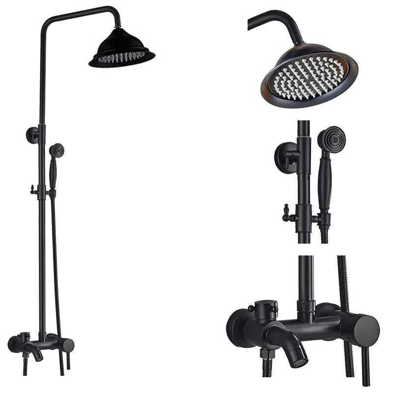 Decorbites™ Schwarzes Messing Bad-Duscharmatur-Set mit Handbrause und Wannenarmatur