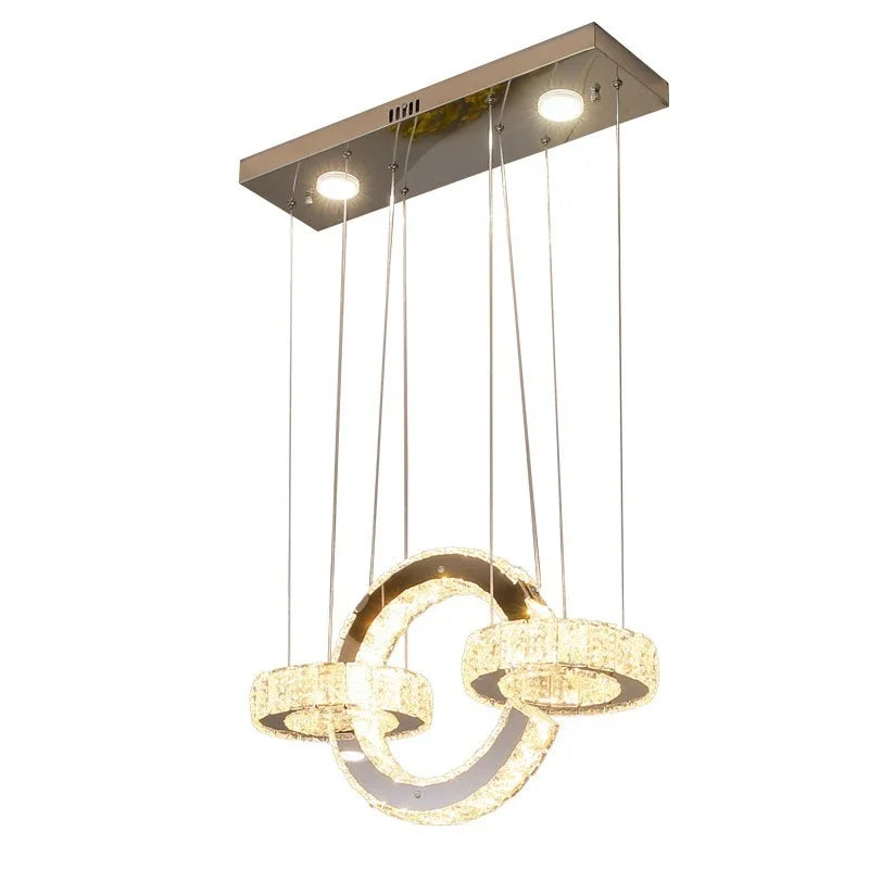 DecorBites™ Crystal LED Circle Rings Chandelier for Bedroom, Villa, Stair - Luxury Pendant Light