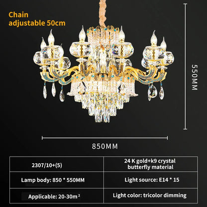 DecorBites™ Crystal Candle Chandelier for Luxury Living Room, Bedroom, and Dining Room