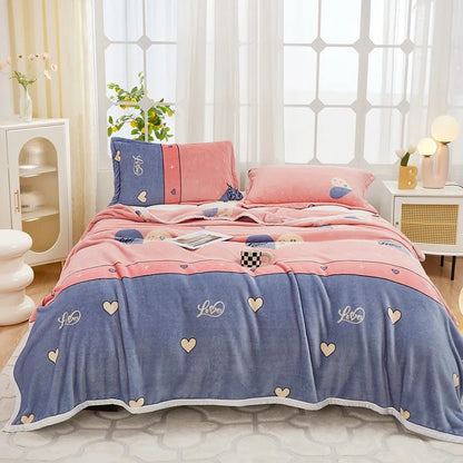 DecorBites™ Cozy Flannel Plush Blanket - All Seasons Sofa Cover & Bed Sheet for Queen Double
