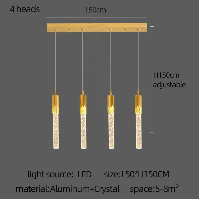 Gold Crystal Kitchen Chandelier 8-Head Design