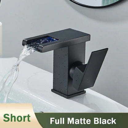 Decorbites™ LED Schwarzer Wasserfall Beckenarmatur: Deckengemontierter Hydroelektrischer Mischbatterie Hahn