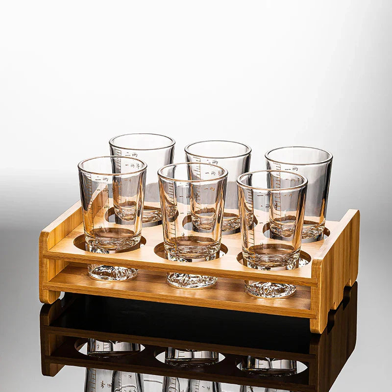 Decorbites™ Klar-Glas-Likör-Tassen-Set 2oz Chinesische Spirituosen-Trinkgläser mit Skalenstrich
