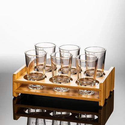 Decorbites™ Klar-Glas-Likör-Tassen-Set 2oz Chinesische Spirituosen-Trinkgläser mit Skalenstrich