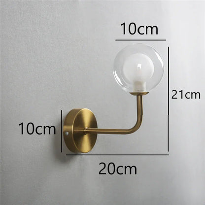 DecorBites™ Glass Ball Metal Bend Wall Lamp for Living Room Bedroom, Nordic Retro Design