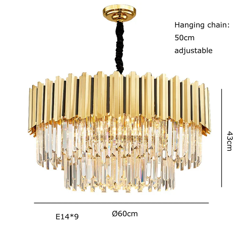 Gold Crystal Chandelier Stainless Steel Oval100cm