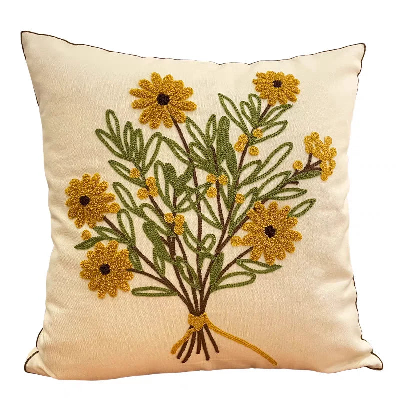Embroidered Geometric Cushion Cover
