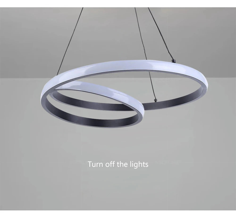 Nordische LED-Hängeleuchte Minimalistisches Doppelring-Design in Schwarz und Weiß Hauptlicht für Wohnzimmer Schlafzimmer Esszimmer Villa