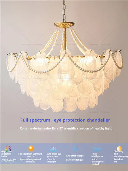 DecorBites™ French Chandelier Garden Light with K9 Crystal | Elegant Pearl Shell Design