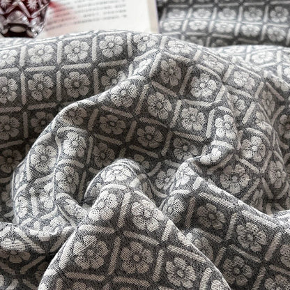 Decorbites™ Leinen-Baumwoll-Jakard-Bettwäsche-Set mit Steppdecke, Laken und Kissenbezügen