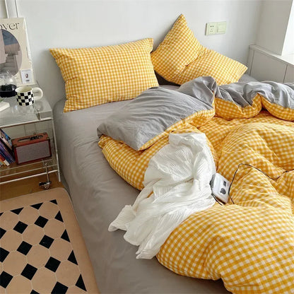 Decorbites™ Japanischer Stil Baumwollbedrucktes 4-teiliges Bettwäsche-Set mit beidseitigem Design