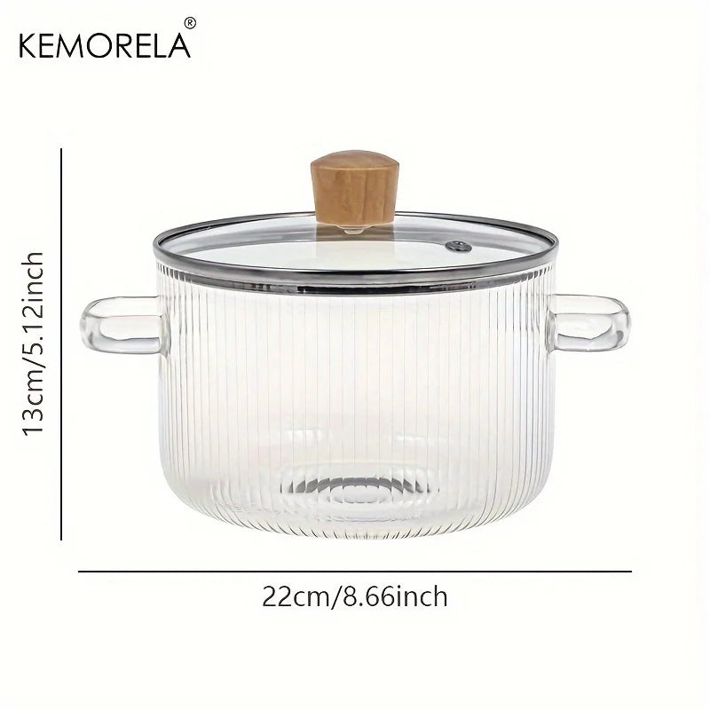 Decorbites™ hitzebeständiger Glas-Kochtopf mit Deckel - 1,6 l | Vielseitiger Suppen- und Brühtopf