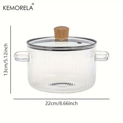 Decorbites™ hitzebeständiger Glas-Kochtopf mit Deckel - 1,6 l | Vielseitiger Suppen- und Brühtopf