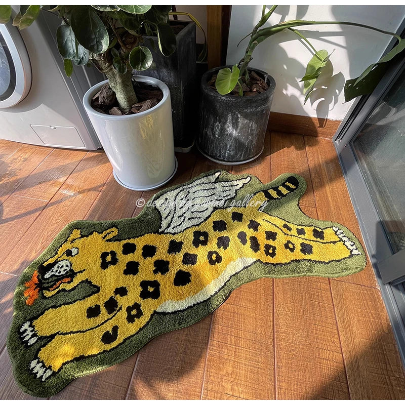 Decorbites™ Flying Tiger Leopard Handgeknüpfter Teppich 50x100 cm Luxuriöser Tiergeformter Teppich