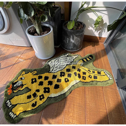 Decorbites™ Flying Tiger Leopard Handgeknüpfter Teppich 50x100 cm Luxuriöser Tiergeformter Teppich