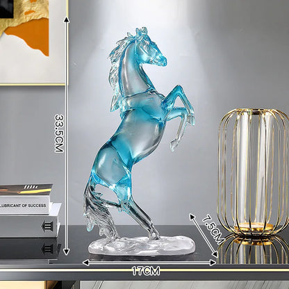 Decorbites™ Pferdeharz-Ornament: Simuliertes Tier-Skulptur, Transparent Farbiges Dekor, Heimfigur