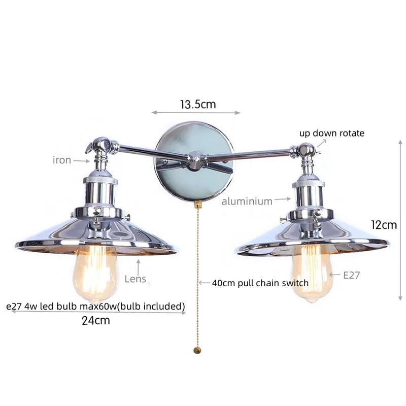 Decorbites™ Gold Vintage 2-Kopf-Industrie-LED-Wandleuchten für die Heimdekoration