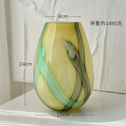 DecorBites™ Irregular Geometric Graffiti Glass Vase for Floral Arrangement and Home Decoration