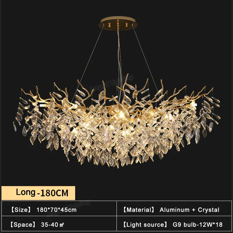 Gold Branch Crystal Chandelier Round150cm