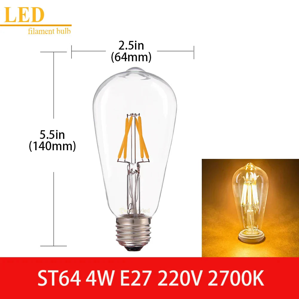 Decorbites™ LED-Filamentlampe Klarer Glas T16 A19 ST64 Dimmbare Vintage-Lampe