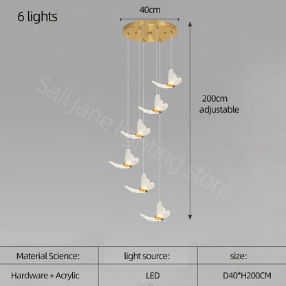 Decorbites™ Goldene Schmetterlings-LED-Kronleuchter: Modernes nordisches stilvolles Innenbeleuchtung für Wohnzimmer, Schlafzimmer und Küche.