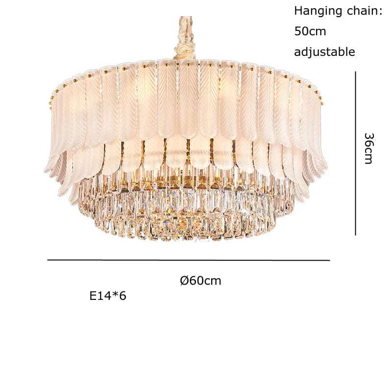 Decorbites™ Golden Crystal Kronleuchter: Postmoderne Luxus-Runde Kronleuchter für das Wohnzimmer