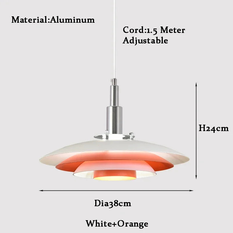 DecorBites™ Gradient White Red UFO Pendant Light | Adjustable Mid Century Chandelier