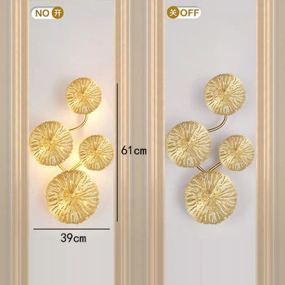 Gold Copper Floral 6-Head Dining Wall Sconce