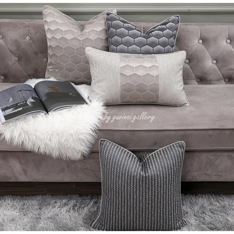DecorBites™ Frosted Gold Satin Lumbar Pillow Covers - Luxe Sofa Cushion Cases