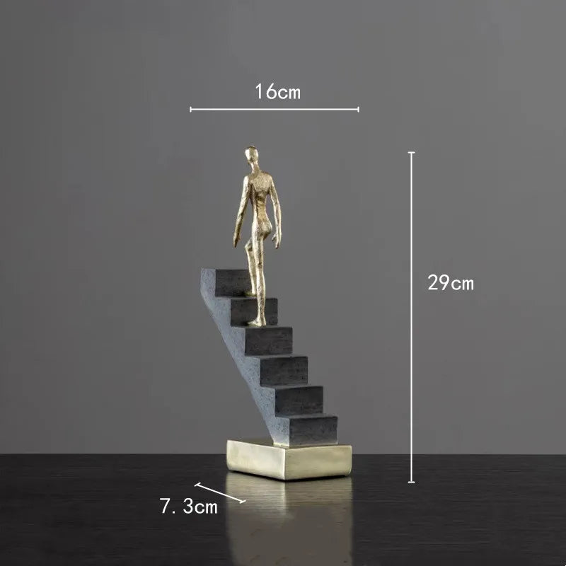 DecorBites™ Golden Man Abstract Resin Figure Sculpture Staircase Decor