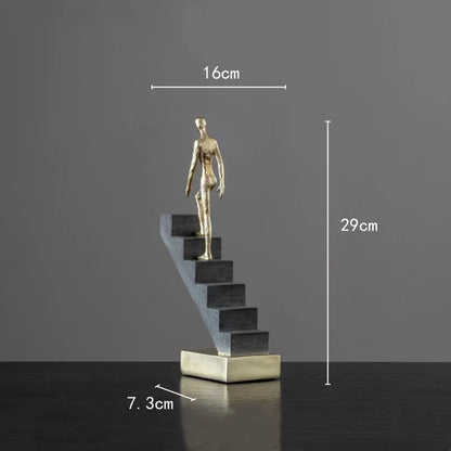 DecorBites™ Golden Man Abstract Resin Figure Sculpture Staircase Decor