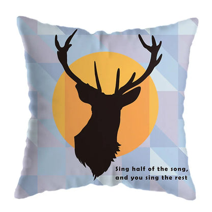 Decorbites™ Geometrisches Hirsch-Print Kissenbezug 45x45 cm - Gelb Hausteppich-Dekoration