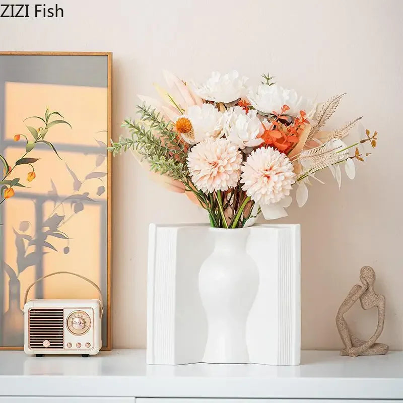 DecorBites™ Creative Flowers Desk Decoration Vase | Artificial Floral Decor for Aesthetic Rooms